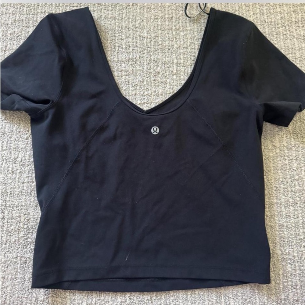 lululemon athletica Deep V-Neck Black Tee
